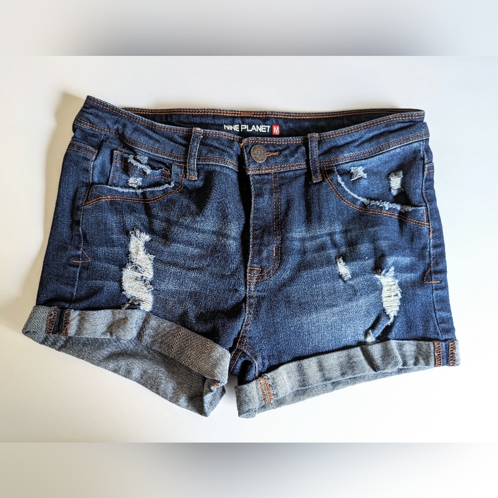 Nine Planet Distressed Shorts